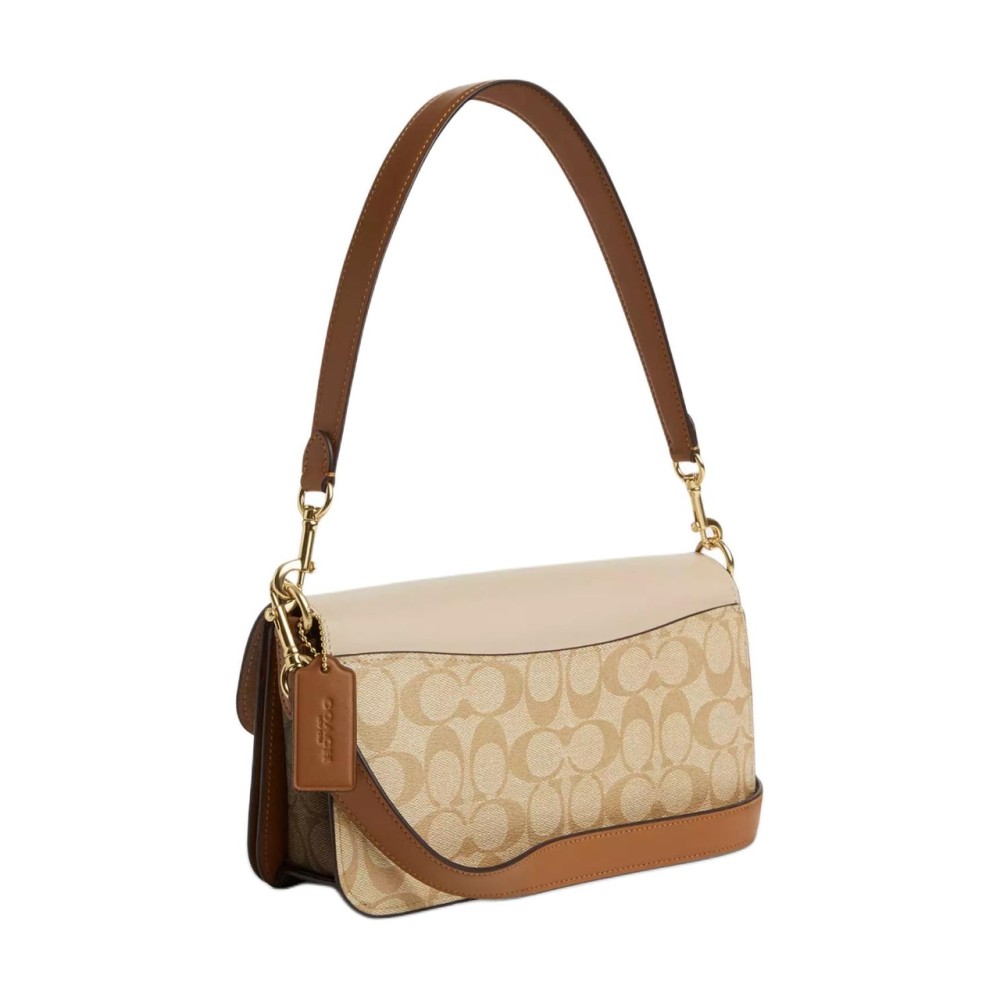Morgan Coated Canvas With Calfskin Handbag Shoulder Bag Large Women S Light Khaki