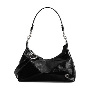 Juliet Glossy Cow Leather Hobo Crossbody Handbag Shoulder Bag Large Size Women S Black