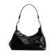 Juliet Glossy Cow Leather Hobo Crossbody Handbag Shoulder Bag Large Size Women S Black