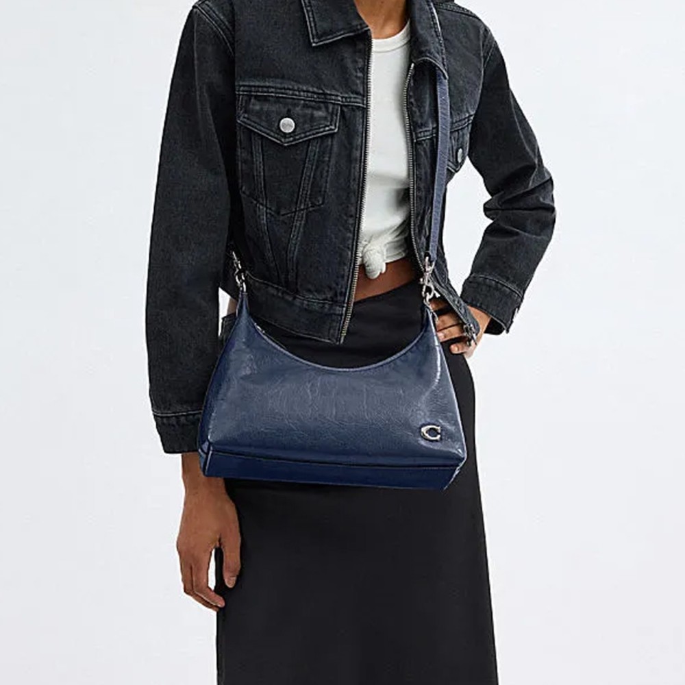 Juliet Cow Leather Portable Crossbody Bag Shoulder Bag Unisex Dark Blue