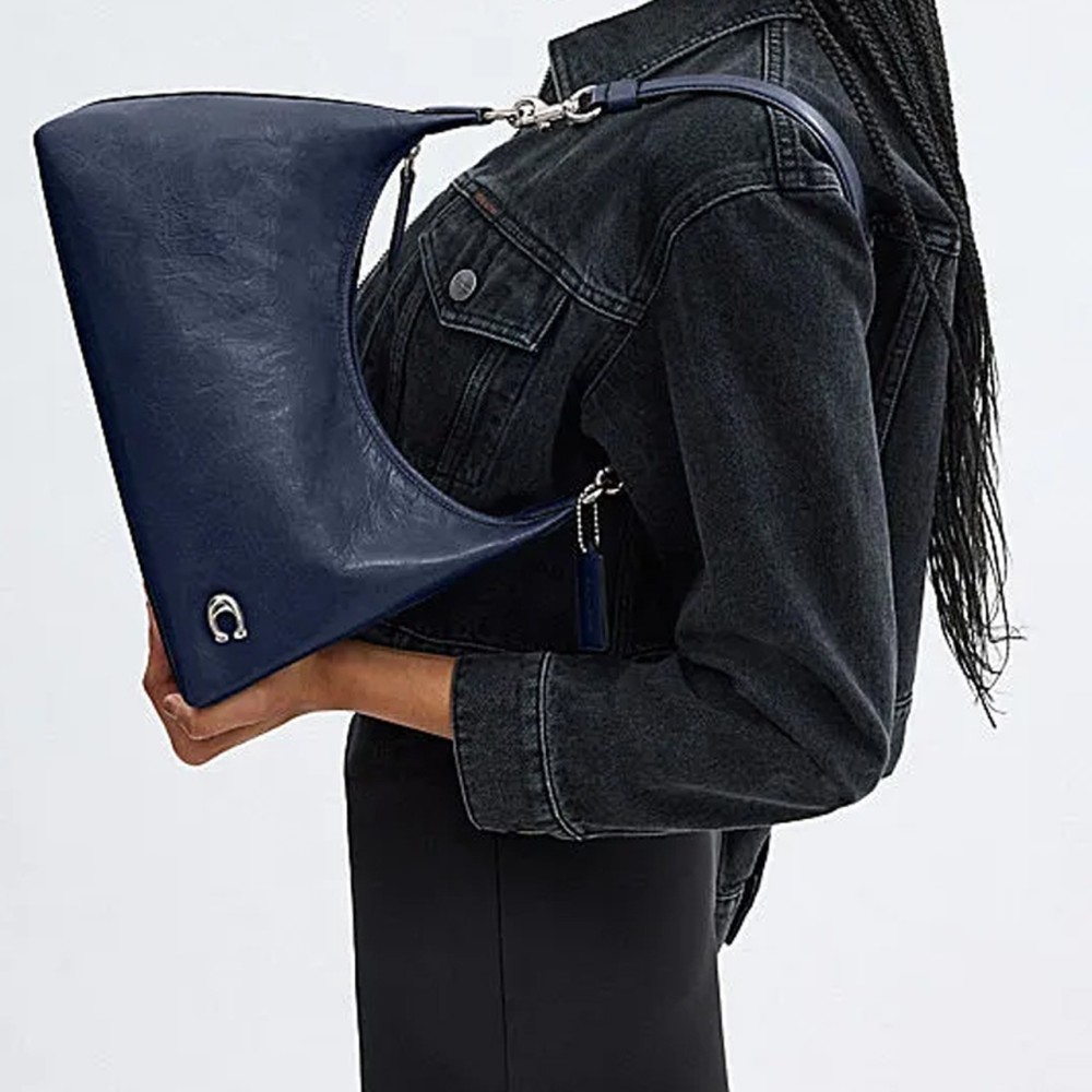 Juliet Cow Leather Portable Crossbody Bag Shoulder Bag Unisex Dark Blue