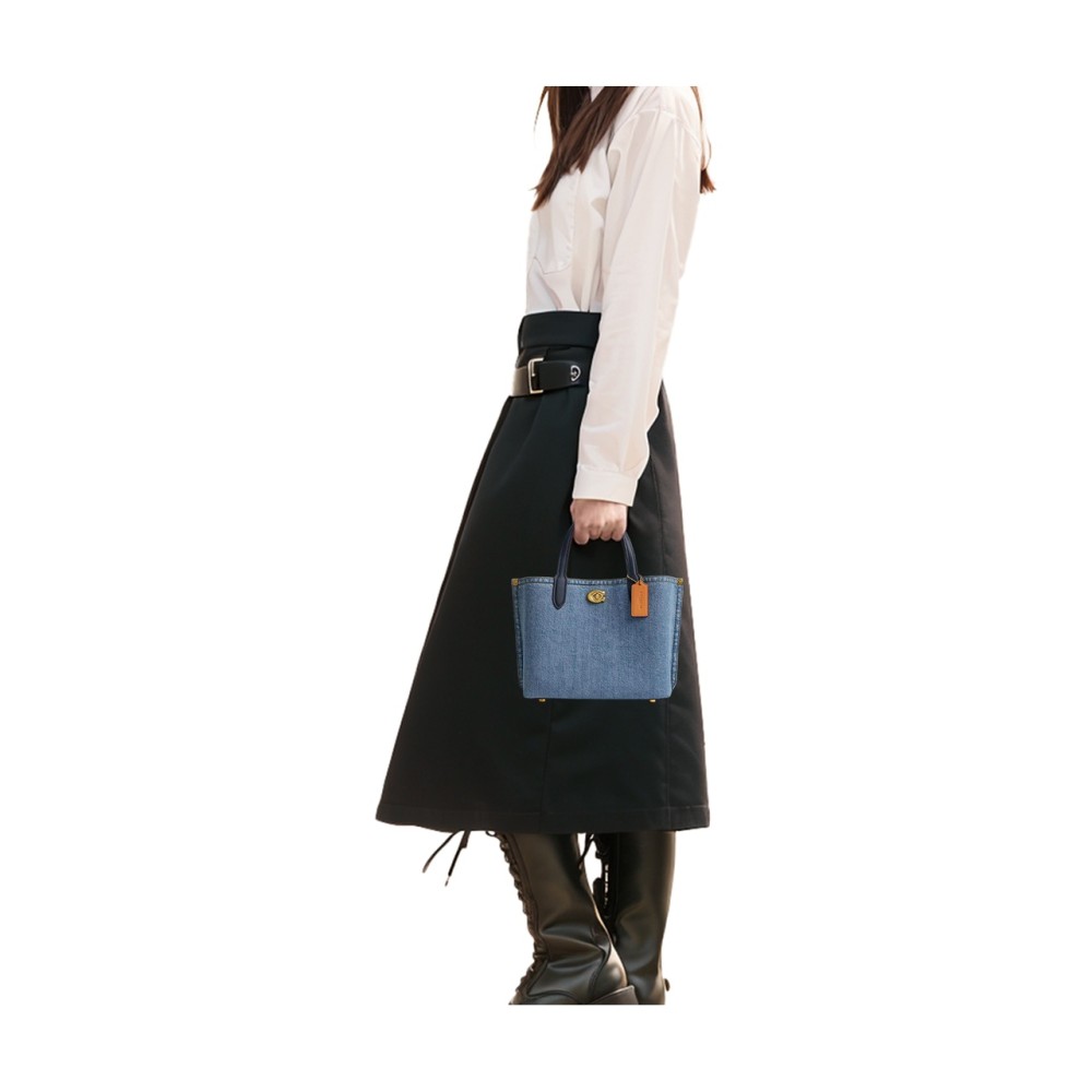 Willow Denim Shoulder Bag Crossbody Bag Handbag Medium Size Women S Brass Indigo