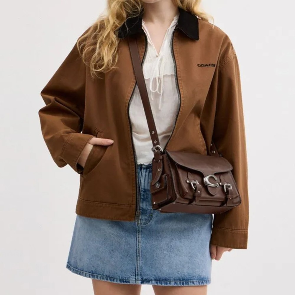 Cargo Soft Tabby Cow Leather Portable Crossbody Bag Shoulder Bag Medium Women S Maple Leaf