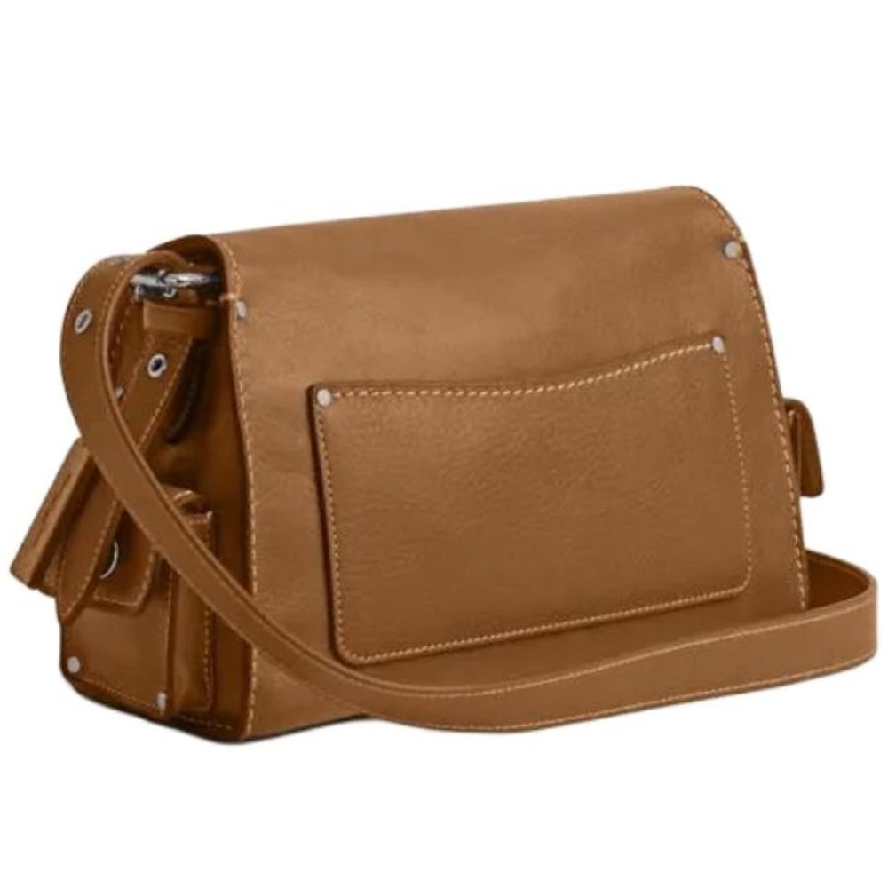 Cargo Soft Tabby Cow Leather Portable Crossbody Bag Shoulder Bag Medium Size Women S Honey Brown