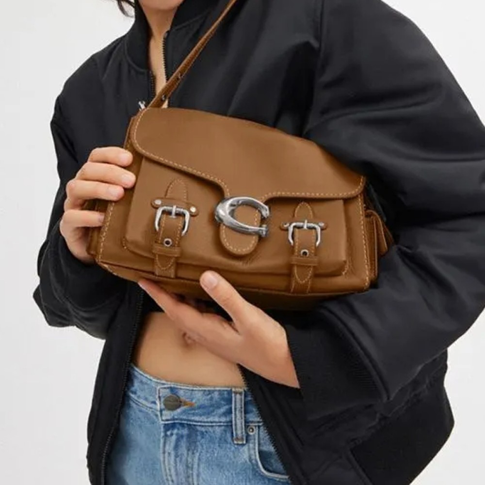 Cargo Soft Tabby Cow Leather Portable Crossbody Bag Shoulder Bag Medium Size Women S Honey Brown