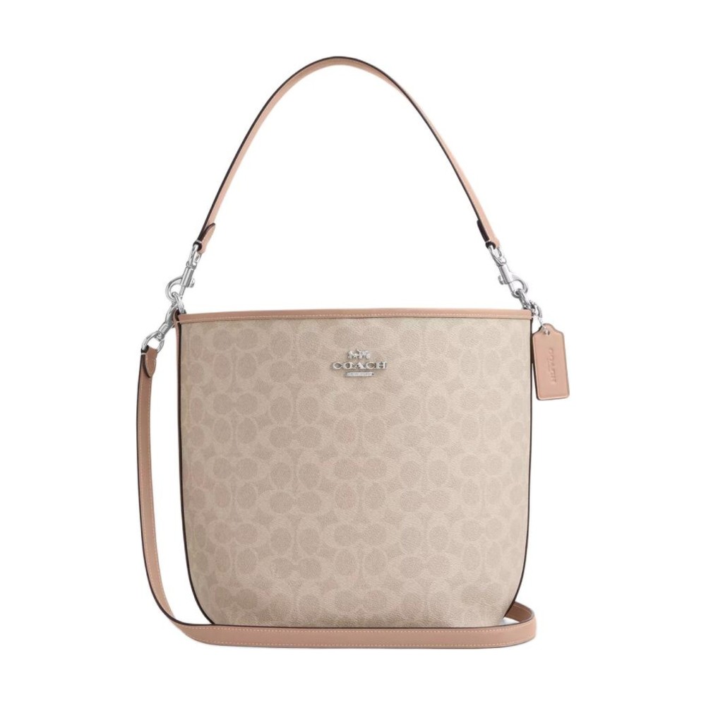 City Signature Coated Canvas Handbag Shoulder Bag Small Women S Sand