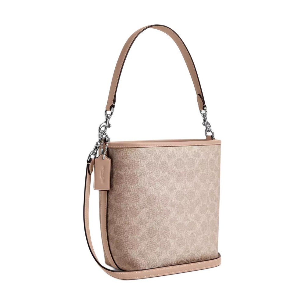 City Signature Coated Canvas Handbag Shoulder Bag Small Women S Sand