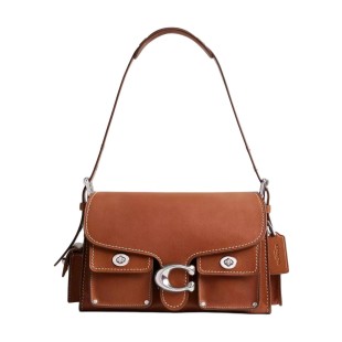 Cargosoft Tabby Grain Leather Shoulder Bag Biker One Shoulder Handbag Medium Women S Red Brown