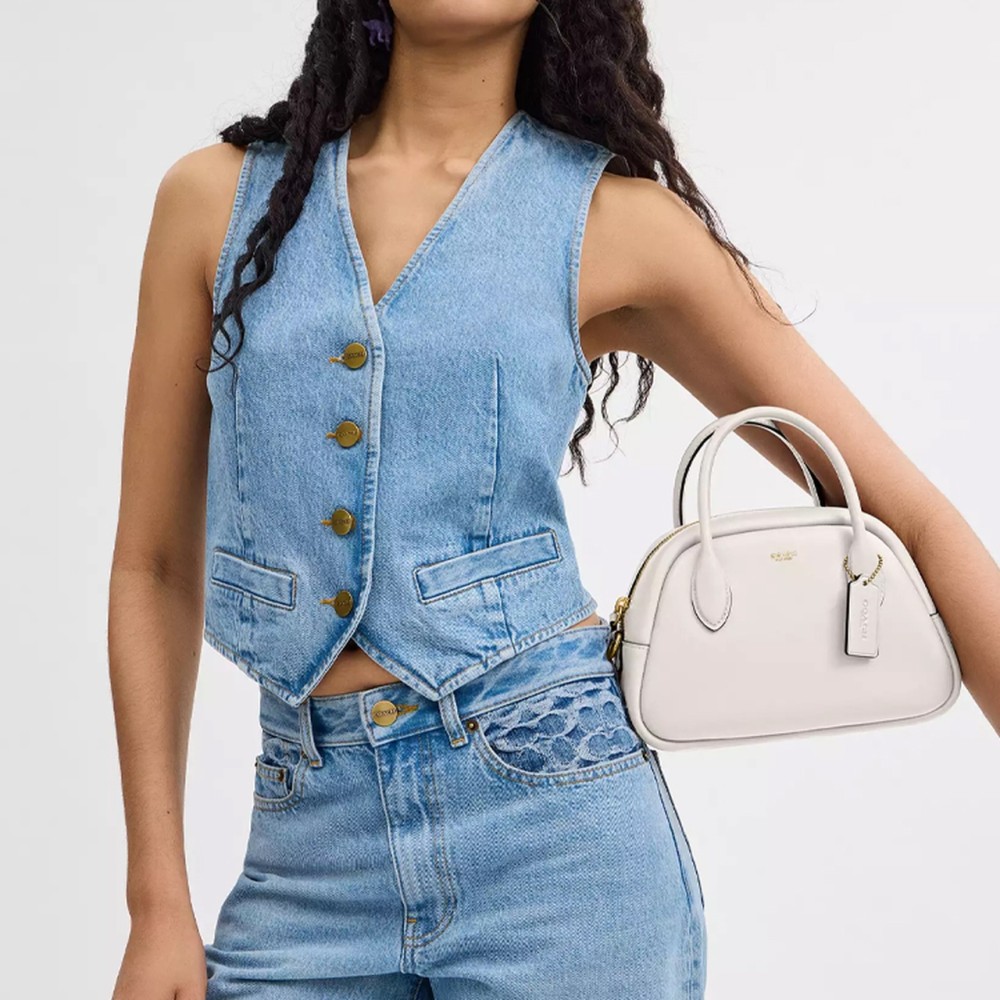 Borough Leather Handbag Shoulder Bag Crossbody Bag Medium Size Women S White