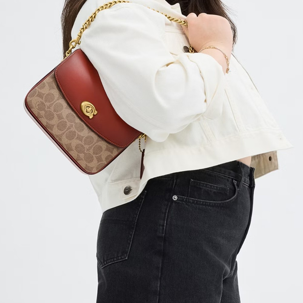 Cassie Coated Canvas With Calfskin Handbag Trumpets Women S