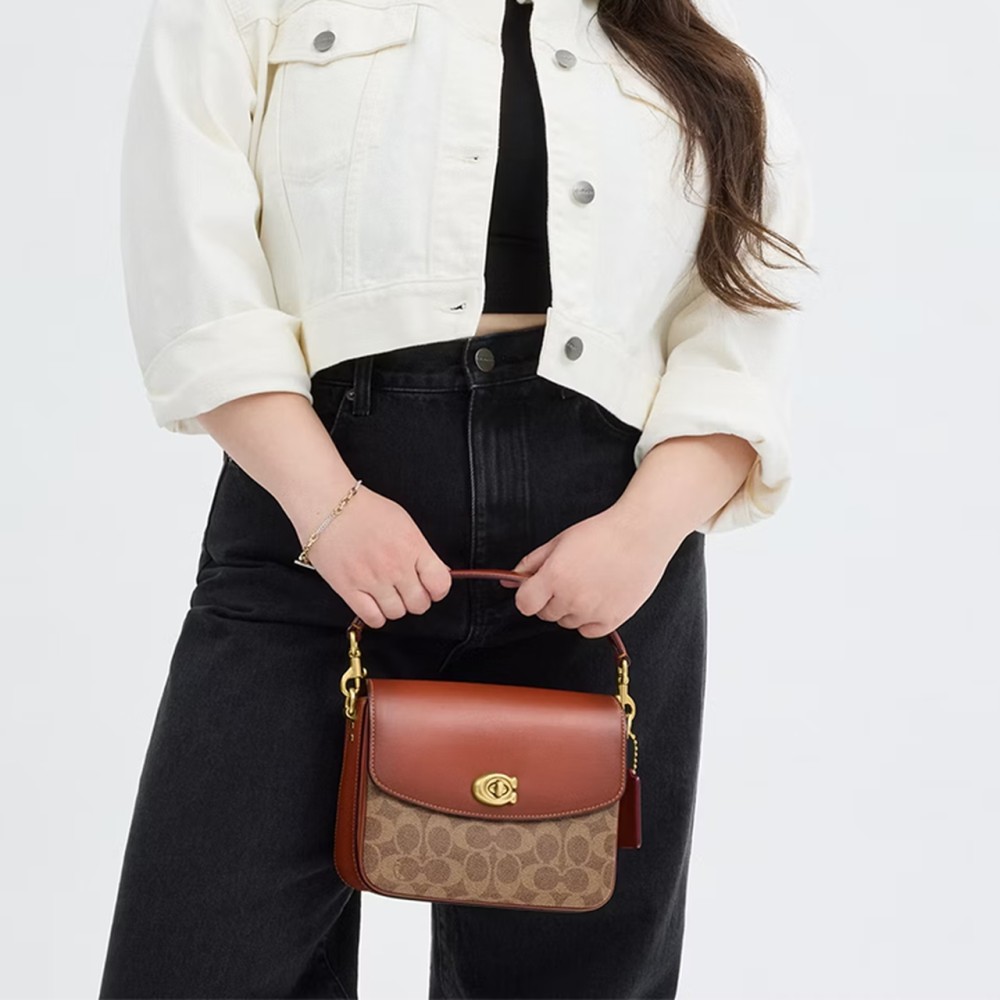 Cassie Coated Canvas With Calfskin Handbag Trumpets Women S