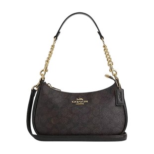 Teri Artificial Leather With Recycled Leather Shoulder Bag Crossbody Bag Handbag Medium Size Women S Dark Brown