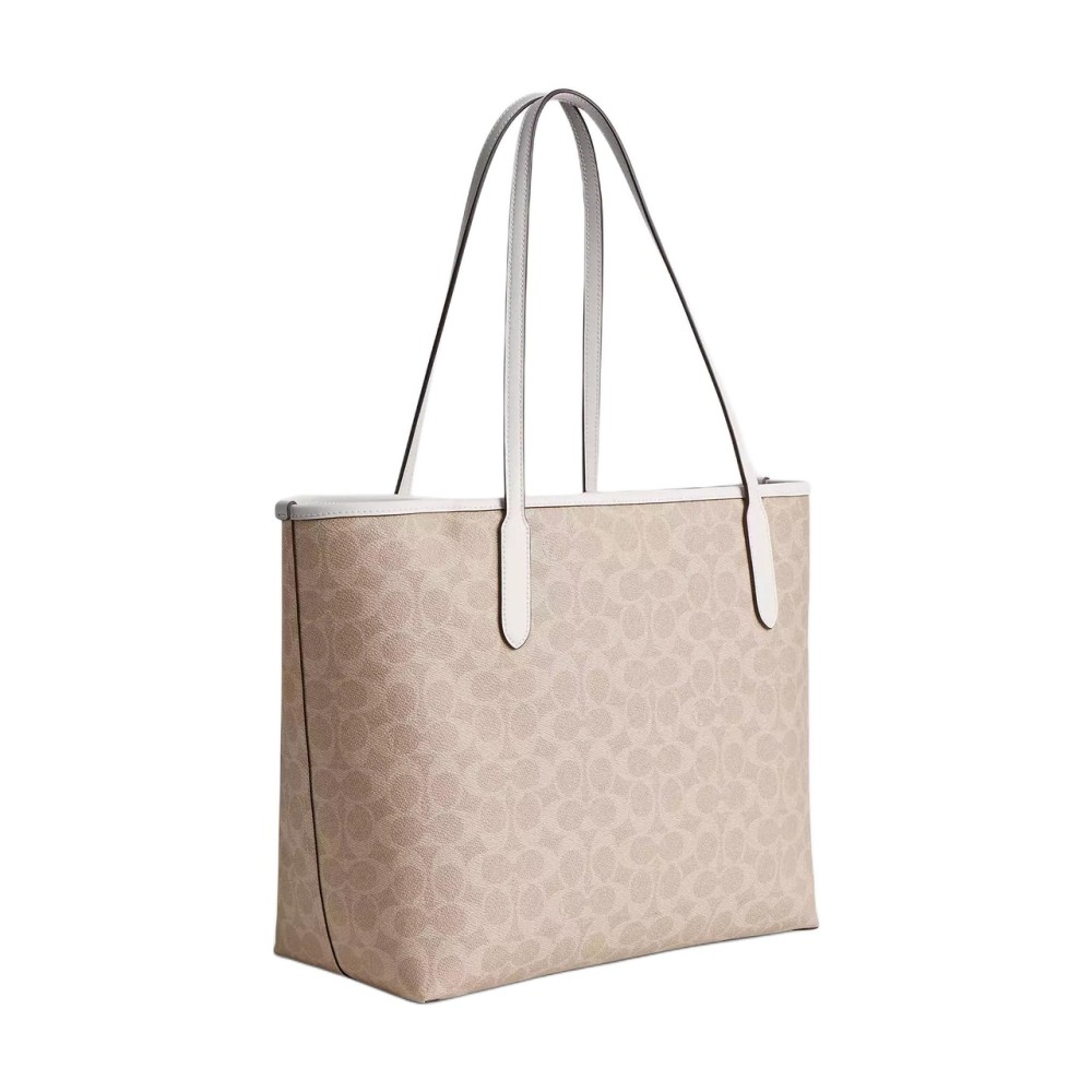 City Coated Canvas Handbag Large Women S Sand