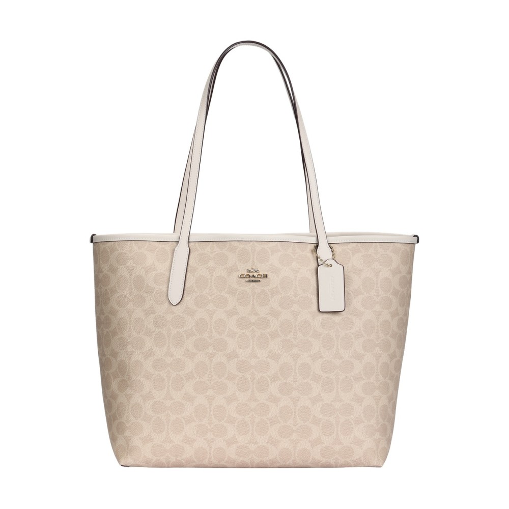 City Coated Canvas Handbag Large Women S Sand