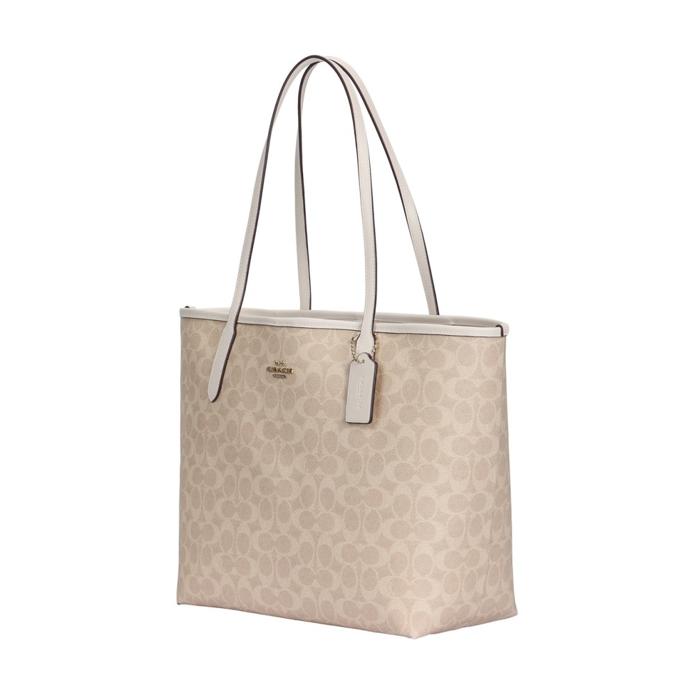 City Coated Canvas Handbag Large Women S Sand