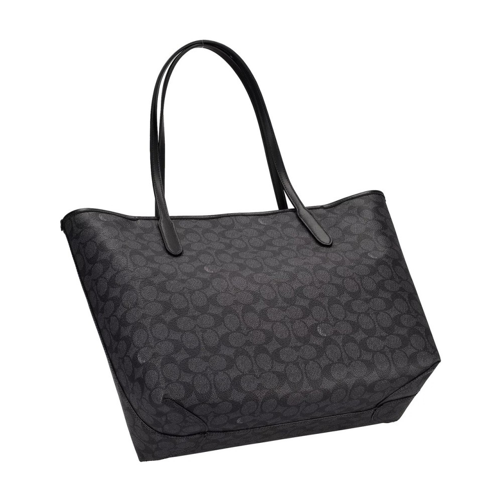 City Artificial Leather Tote Bag Shopping Bag Handbag Large Women S Charcoal Black