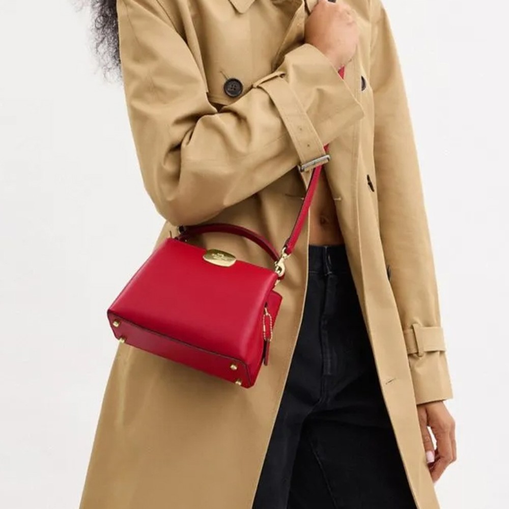 Eliza Cow Leather Shoulder Bag Crossbody Bag Handbag Mini Women S Red