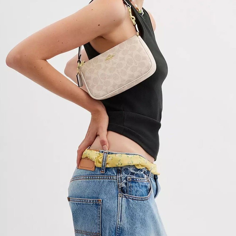 Nolita Coated Canvas One Shoulder Handbag Small Women S Sand Chalk White