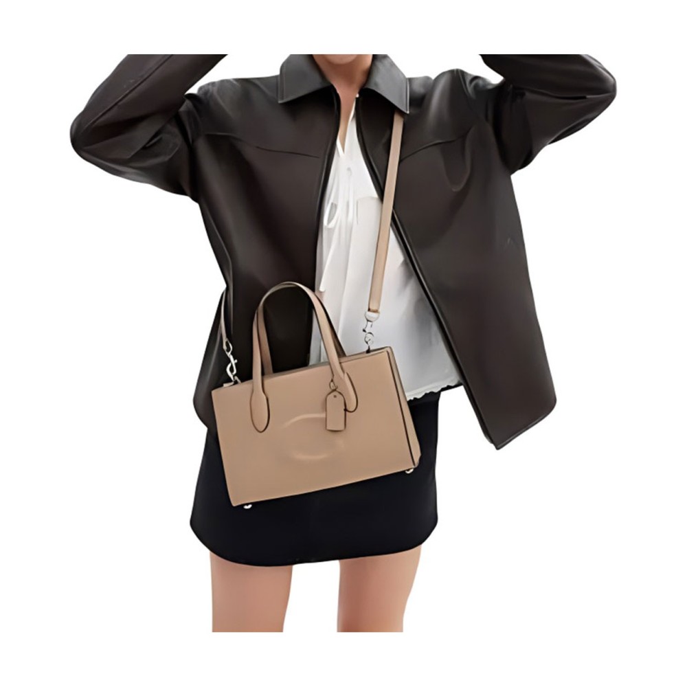 Cow Leather Tote Bag Shopping Bag Shoulder Bag Crossbody Bag Handbag Small Women S Beige