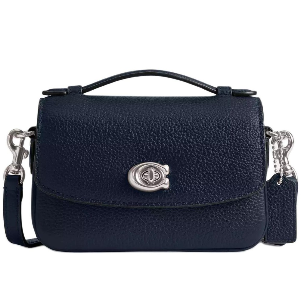 Cassie Refined Pebbled Leather Shoulder Bag Crossbody Bag Handbag Women S Marine Blue