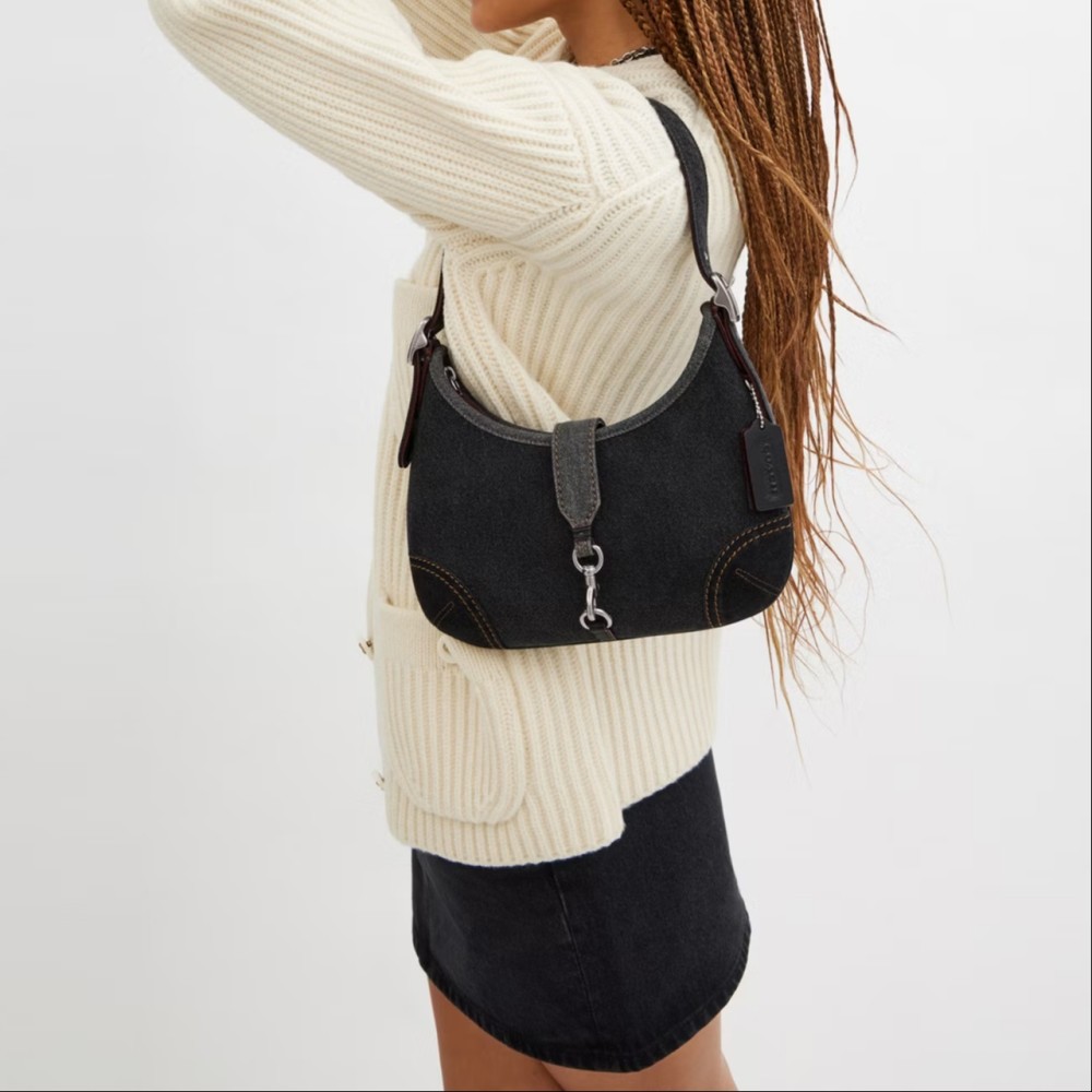Denim Hobo Bag Handbag Shoulder Bag Large Size Women S Black