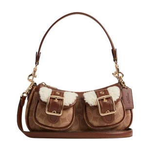Coated Canvas Handbag Medium Unisex Tan