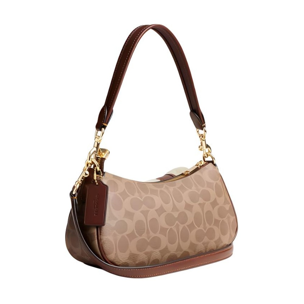 Coated Canvas Handbag Medium Unisex Tan