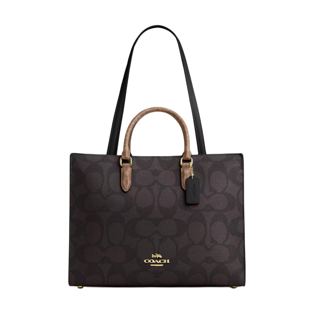 Coated Canvas Tote Bag Shopping Bag Handbag Women S Tan