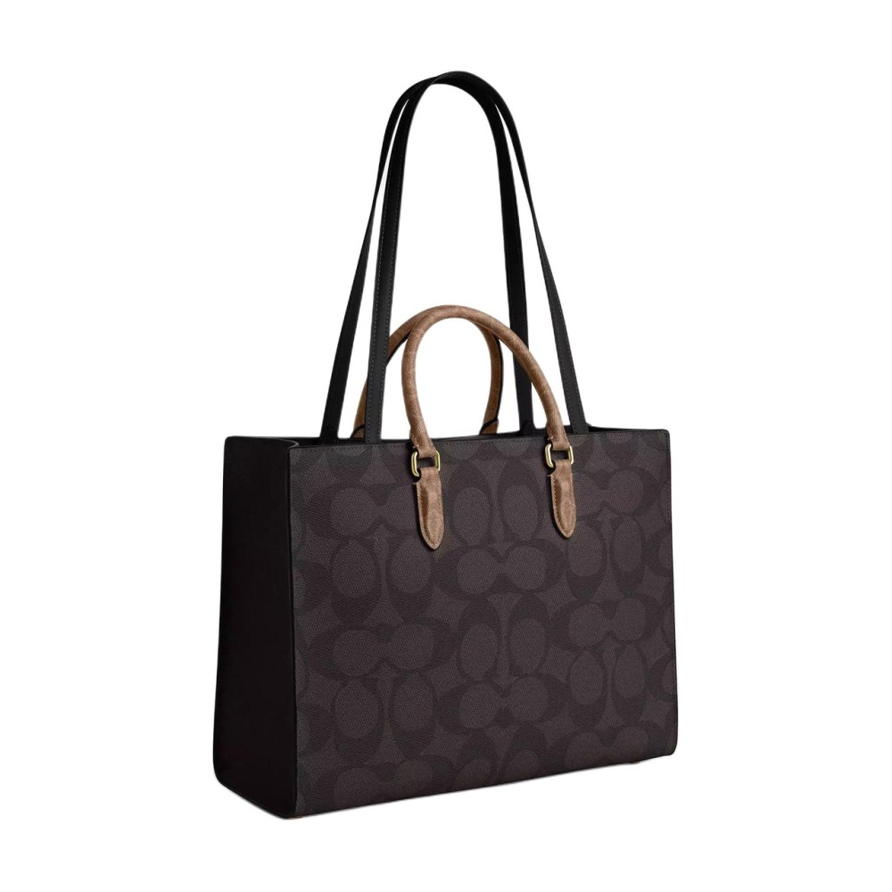 Coated Canvas Tote Bag Shopping Bag Handbag Women S Tan