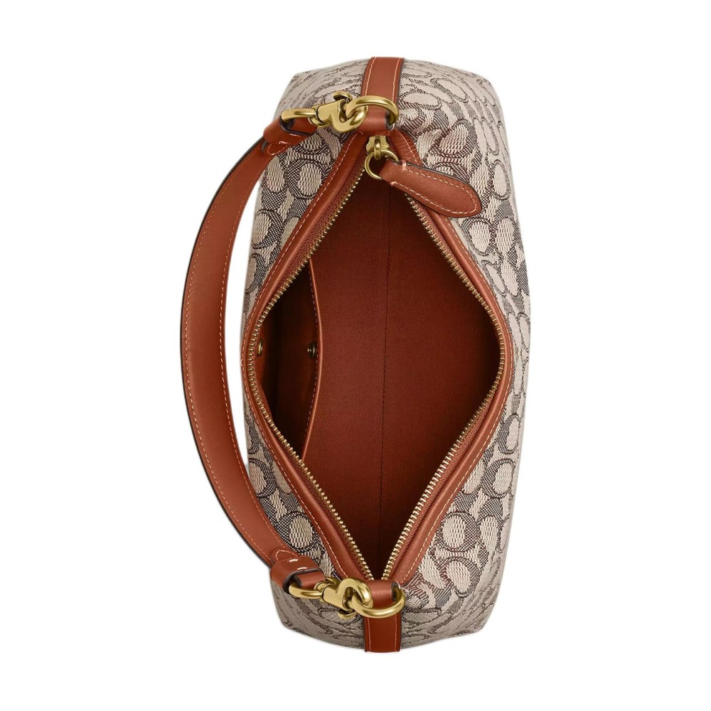 Juliet Fabric Jacquard Handbag Shoulder Bag Crossbody Bag Large Size Women S Cocoa Varnish Amber