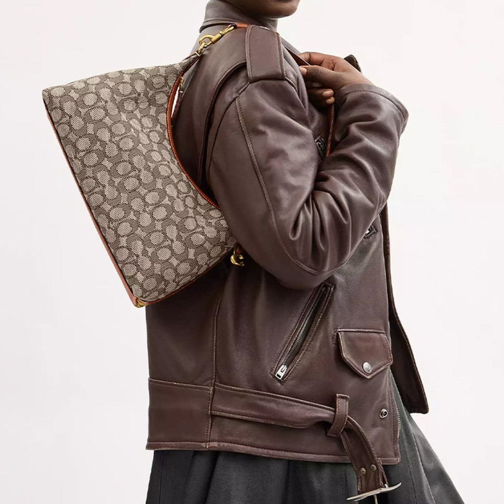 Juliet Fabric Jacquard Handbag Shoulder Bag Crossbody Bag Large Size Women S Cocoa Varnish Amber