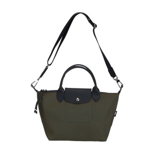 Le Pliage Energy Recycled Polyamide With Canvas Shoulder Bag Handbag Medium Women S Khaki