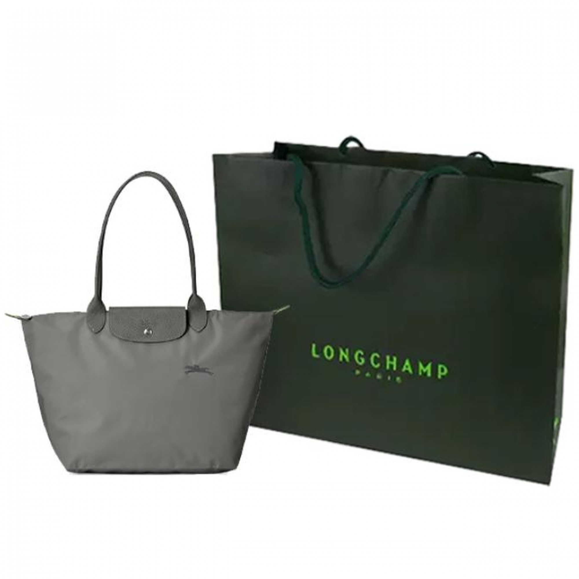 Le Pliage Green L Tote bag  Graphite