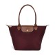 Le Pliage Recycled Polyamide With Canvas Shoulder Bag Medium Size Women S Burgundy