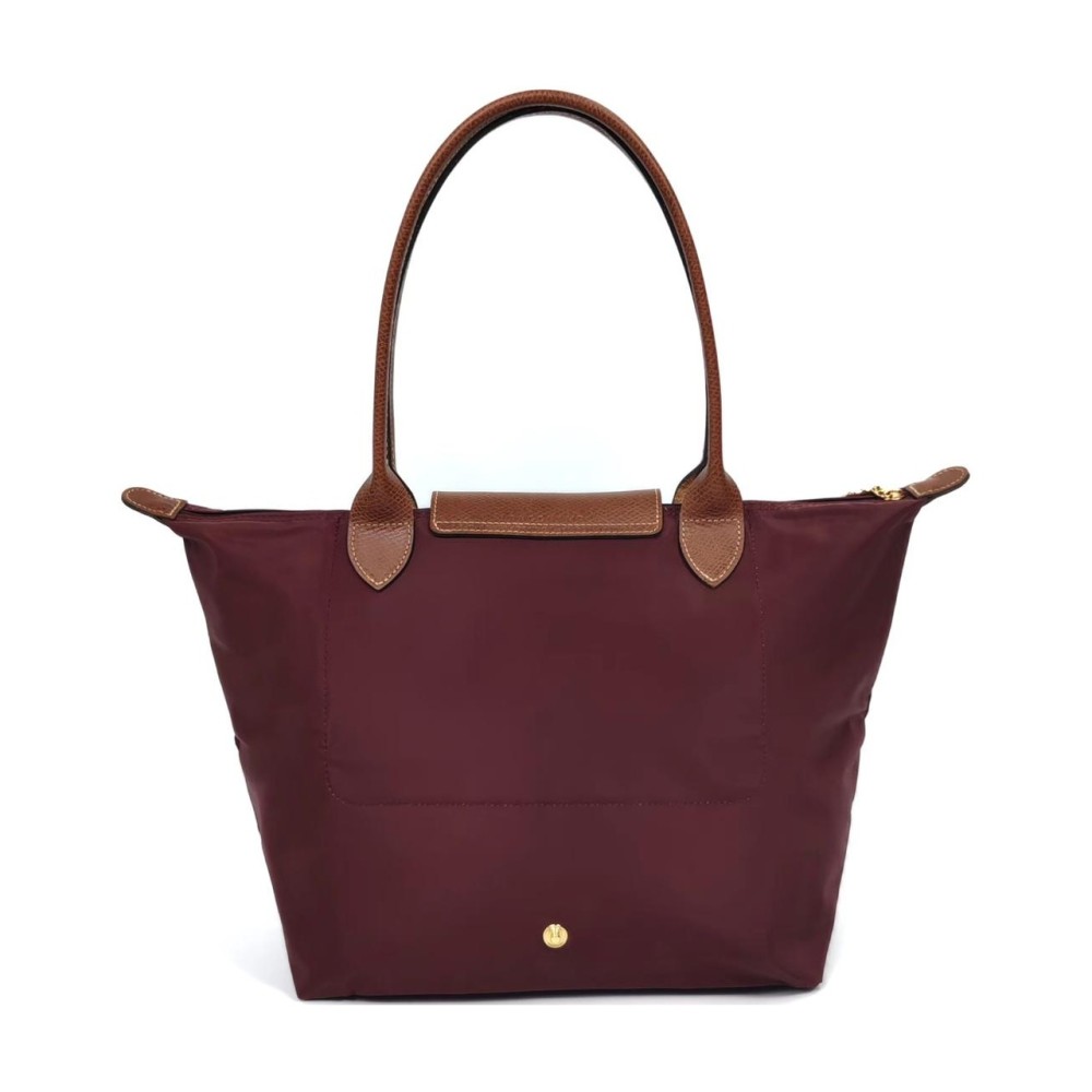 Le Pliage Recycled Polyamide With Canvas Shoulder Bag Medium Size Women S Burgundy