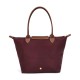 Le Pliage Recycled Polyamide With Canvas Shoulder Bag Medium Size Women S Burgundy