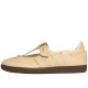 Samba Jane Beige Flat Hook And Loop Leather Low Heel 3cm Round Tip Kj3969