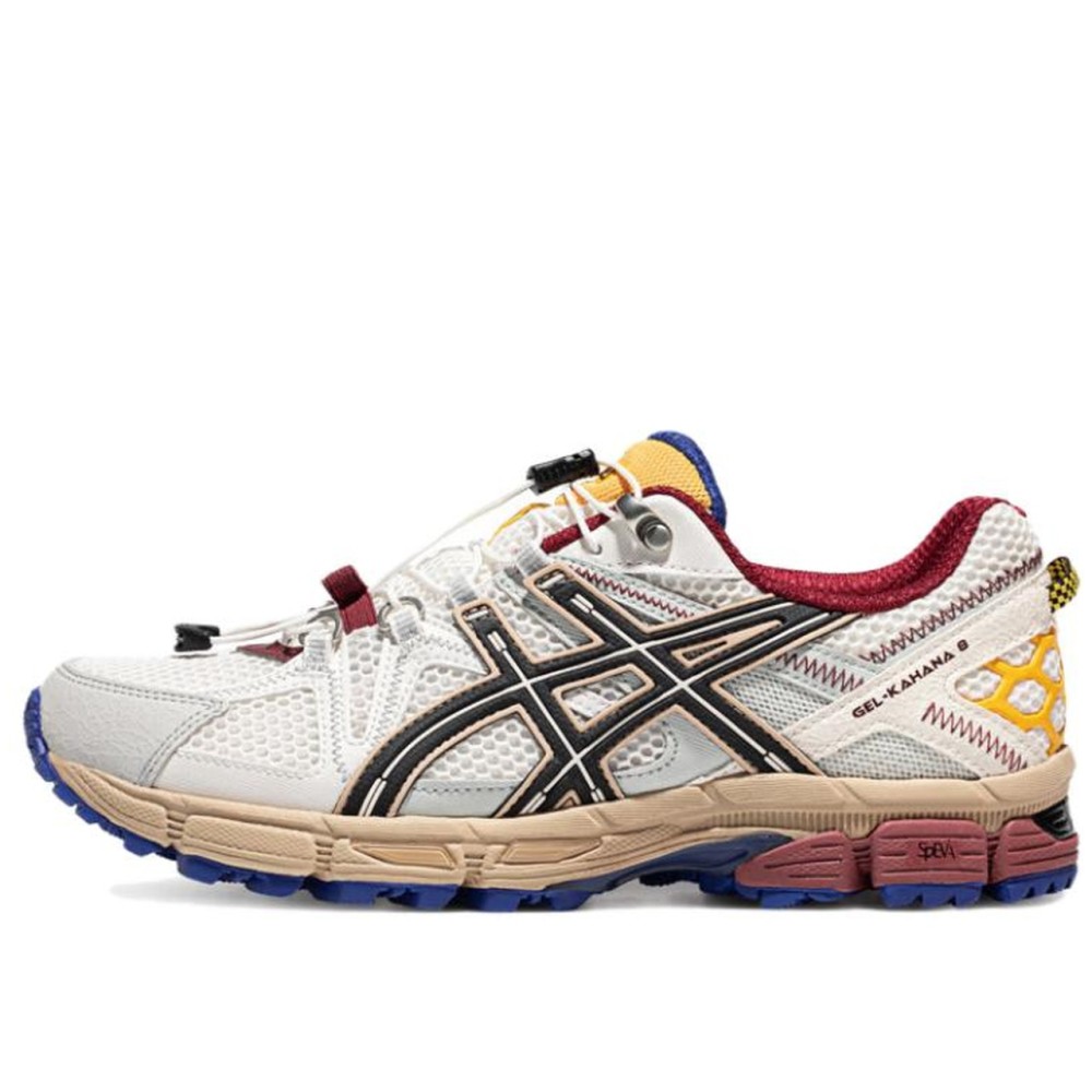 Gel Kahana 8 Fl Abrasion Resistant Breathable Coverage Low Top Casual Trail Running Shoes Men S White Black Red