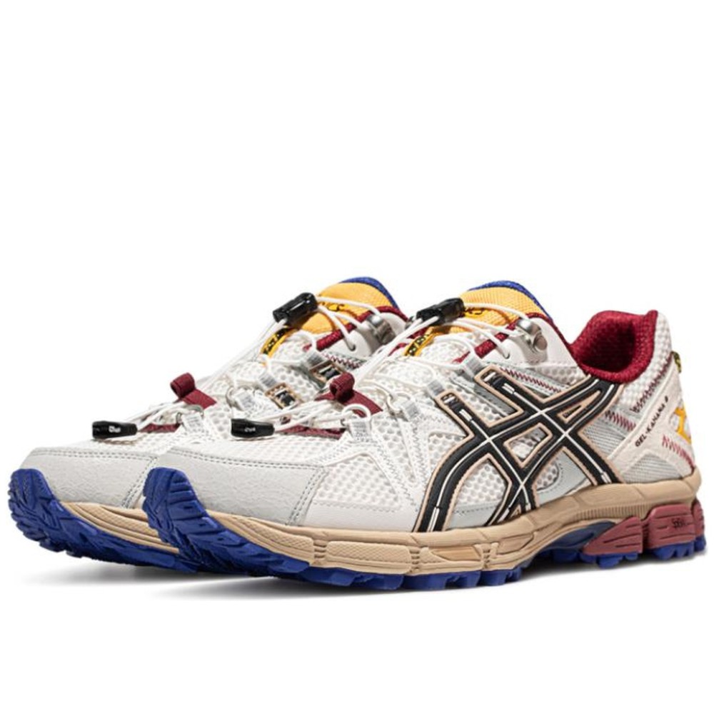 Gel Kahana 8 Fl Abrasion Resistant Breathable Coverage Low Top Casual Trail Running Shoes Men S White Black Red