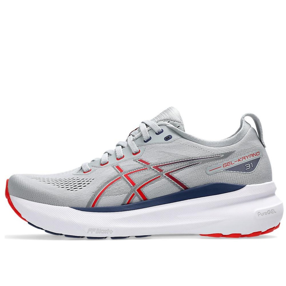 Gel Kayano 31 Piedmont Grey Fiery Red