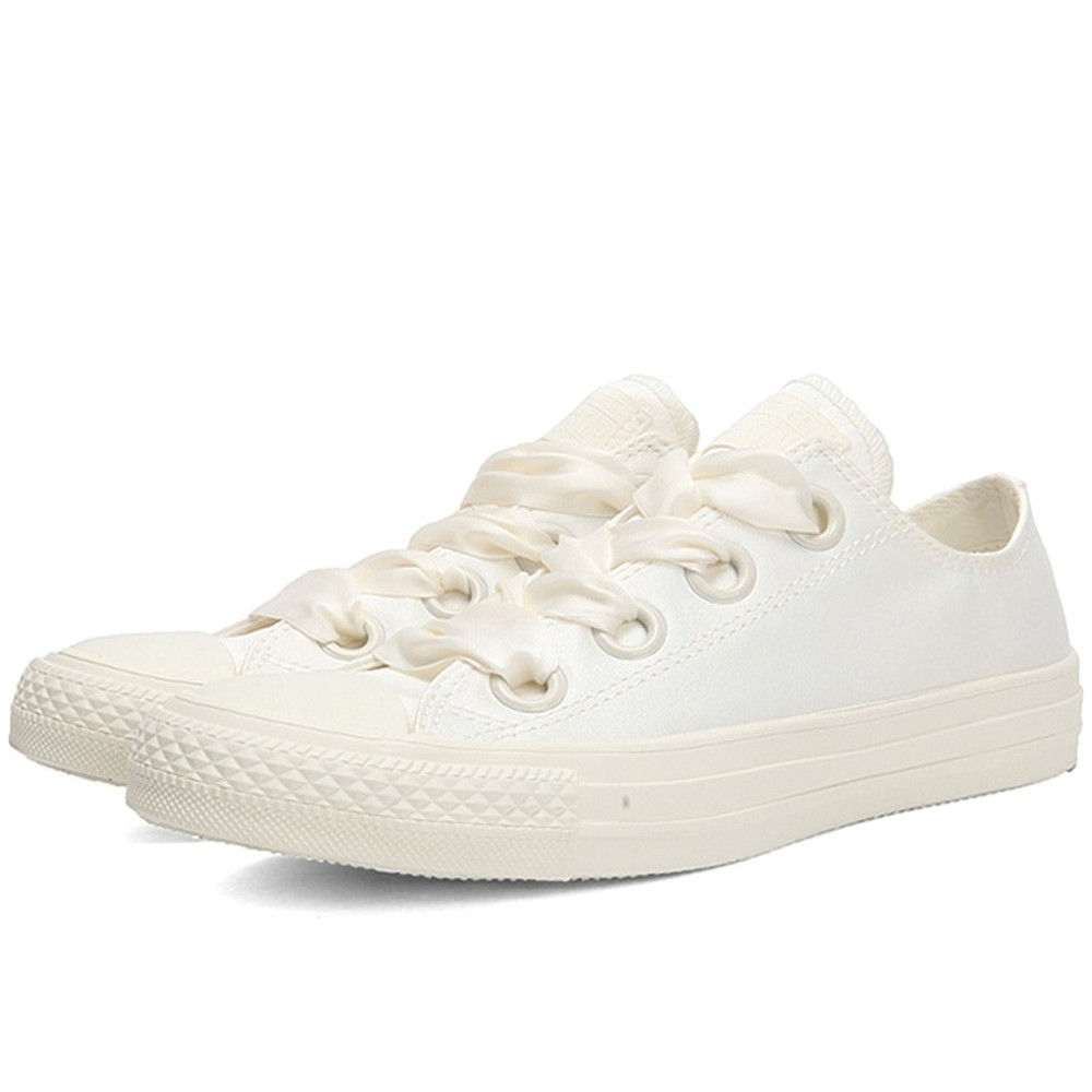 All Star Big Eyelets White Silk Bow Women