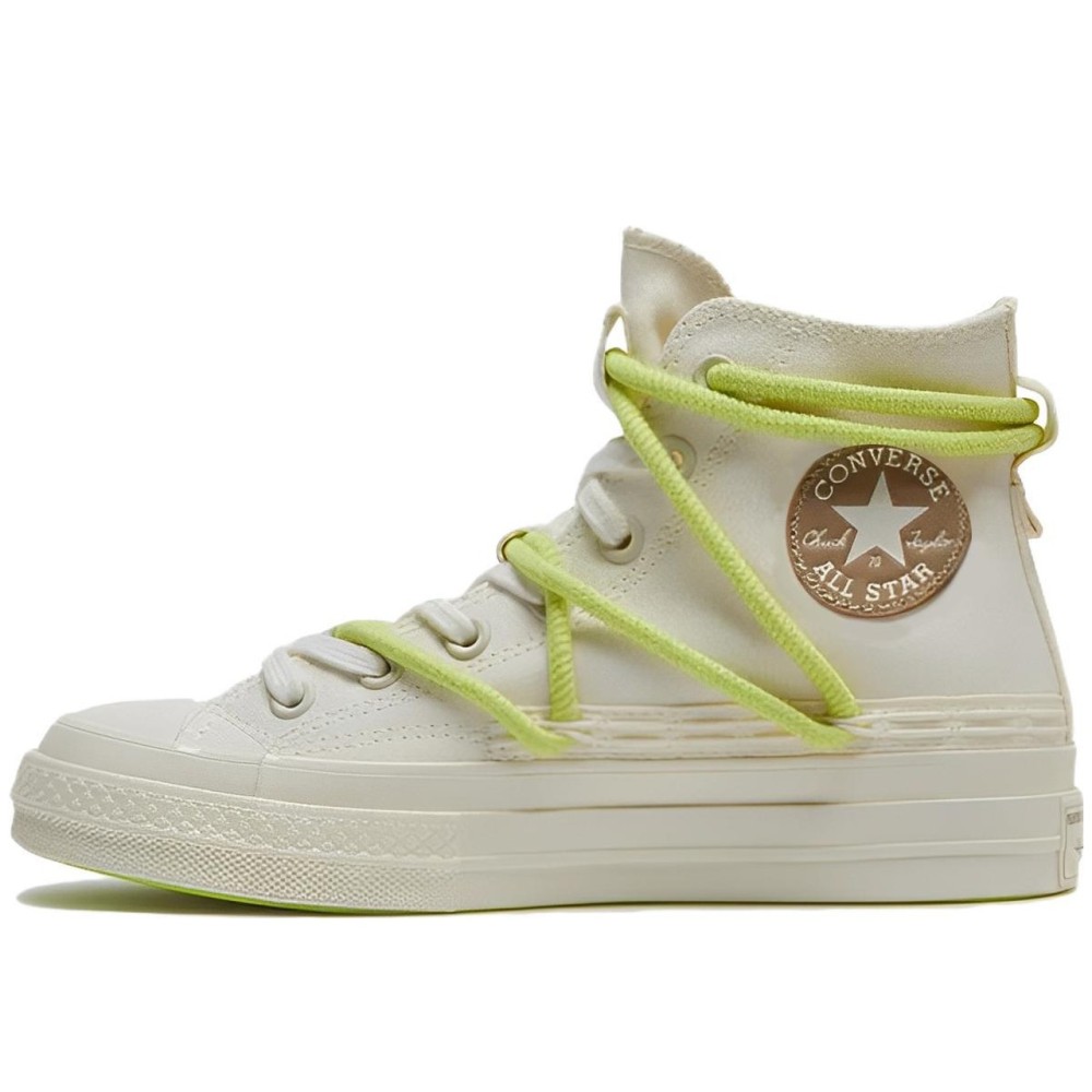 Chuck 70 High Double Laces White Green