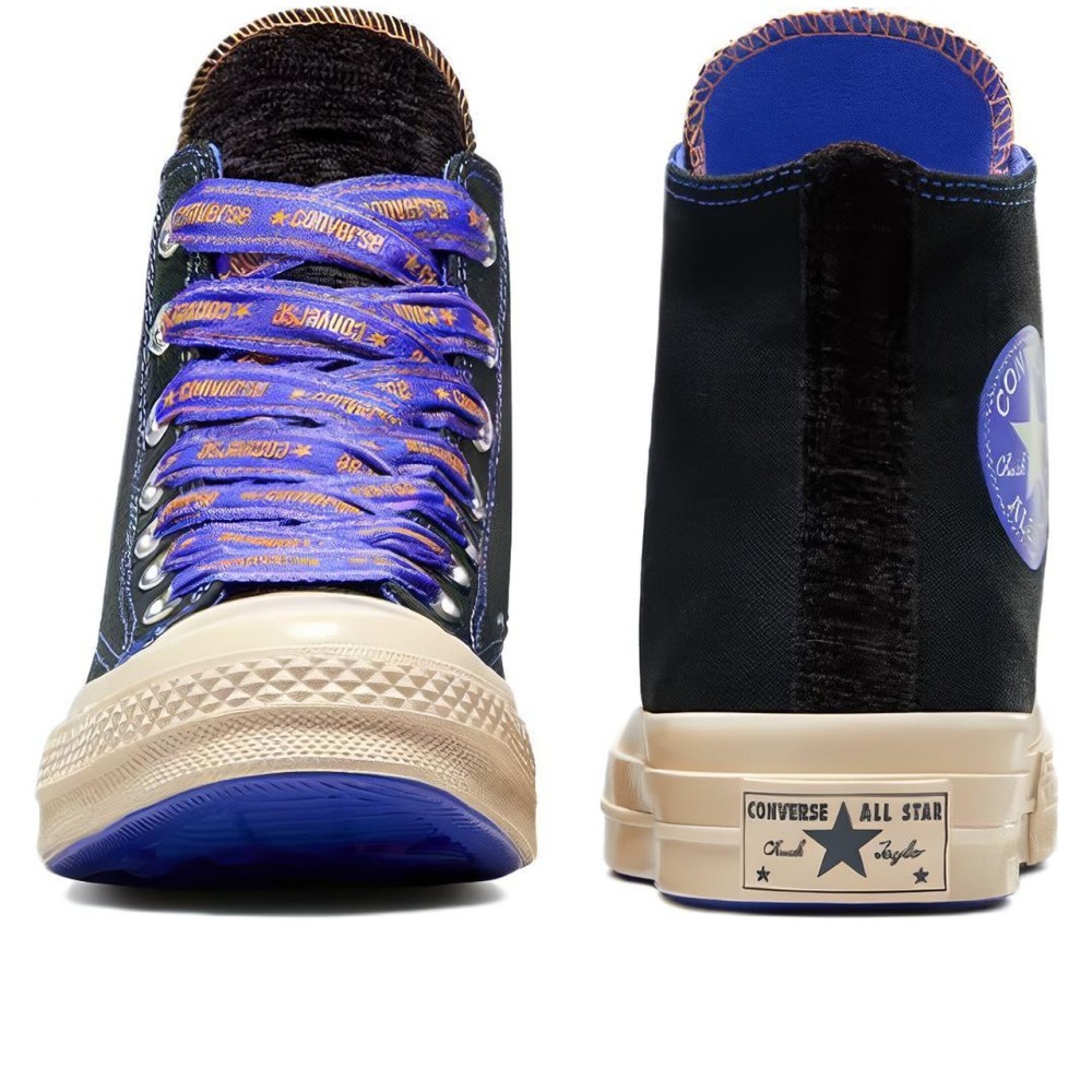 Chuck 70 High Ribbon Laces Black Blue Flame