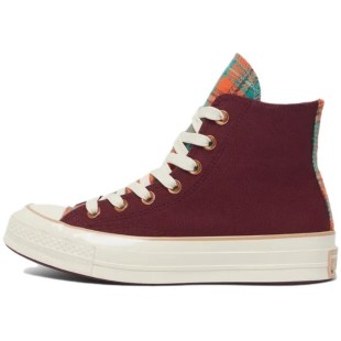 Women Chuck 70 High Canvas Plaid Deep Bordeaux