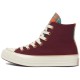 Women Chuck 70 High Canvas Plaid Deep Bordeaux