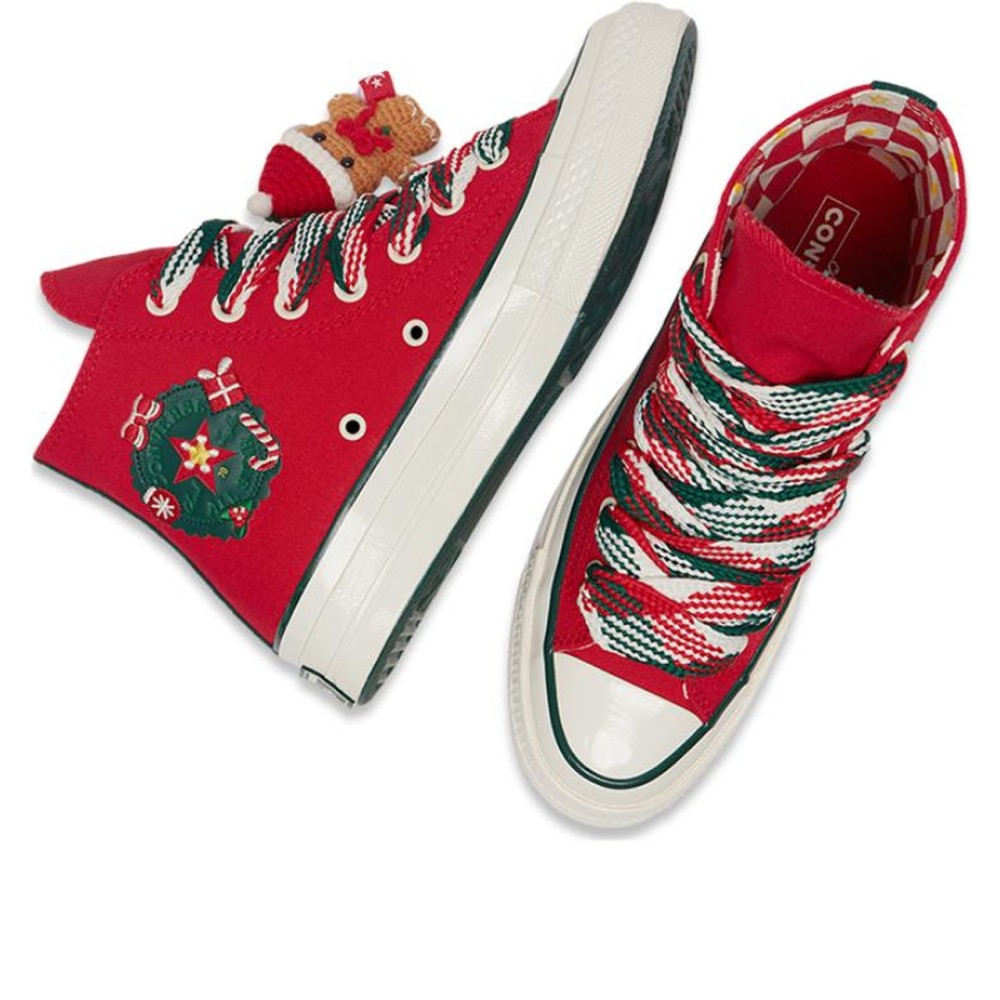 Chuck 70 High X Mas Gingerbread Knit Sock Red
