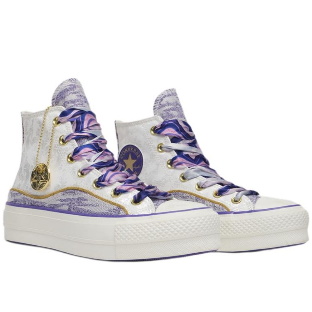All Star Lift High Canvas Women White Purple