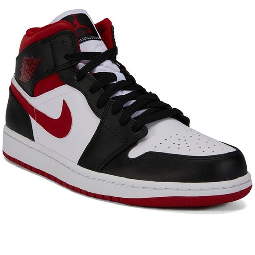 Air Jordan 1 Mid Black White Gym Red
