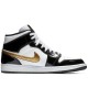 Air Jordan 1 Mid Patent Black White Gold