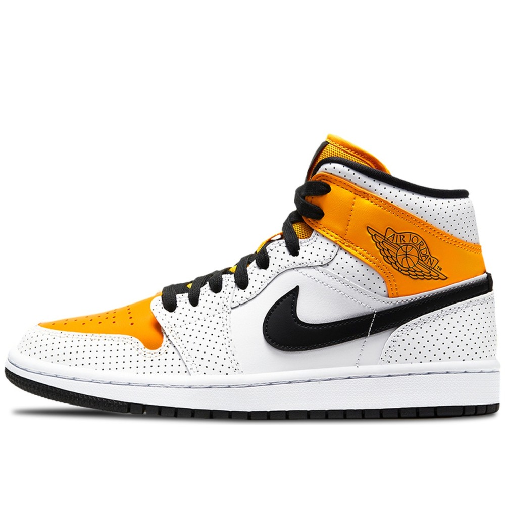 Air Jordan 1 Mid Perforated White University Gold